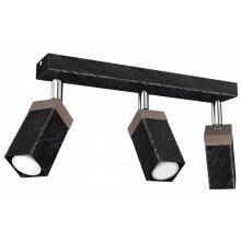 Ceiling  lamp SOLO SAWN BLACK / PATINATED WOOD 3x mini GU10