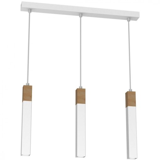 Pendant lamp SOLO SAWN WHITE / PATINATED WOOD 3x mini GU10