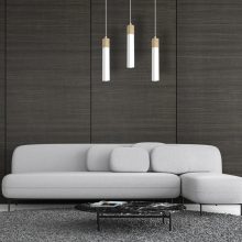 Pendant lamp SOLO SAWN WHITE / PATINATED WOOD 3x mini GU10