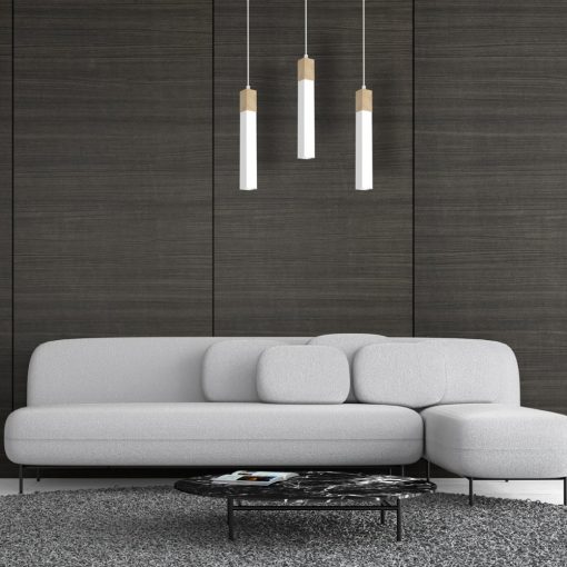 Pendant lamp SOLO SAWN WHITE / PATINATED WOOD 3x mini GU10