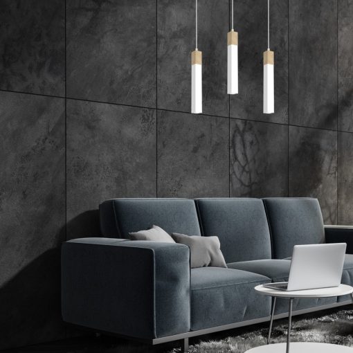 Pendant lamp SOLO SAWN WHITE / PATINATED WOOD 3x mini GU10