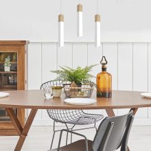 Pendant lamp SOLO SAWN WHITE / PATINATED WOOD 3x mini GU10