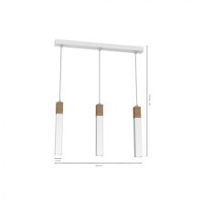Pendant lamp SOLO SAWN WHITE / PATINATED WOOD 3x mini GU10