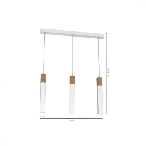 Pendant lamp SOLO SAWN WHITE / PATINATED WOOD 3x mini GU10