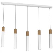 Pendant lamp SOLO SAWN WHITE / PATINATED WOOD 5x mini GU10