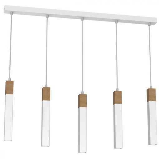 Pendant lamp SOLO SAWN WHITE / PATINATED WOOD 5x mini GU10