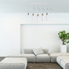 Pendant lamp SOLO SAWN WHITE / PATINATED WOOD 5x mini GU10