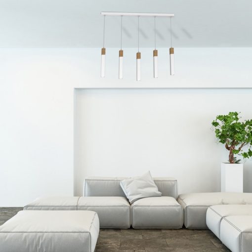 Pendant lamp SOLO SAWN WHITE / PATINATED WOOD 5x mini GU10