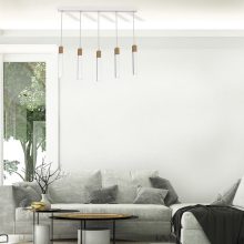 Pendant lamp SOLO SAWN WHITE / PATINATED WOOD 5x mini GU10