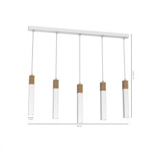 Pendant lamp SOLO SAWN WHITE / PATINATED WOOD 5x mini GU10