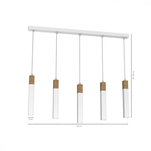 Pendant lamp SOLO SAWN WHITE / PATINATED WOOD 5x mini GU10
