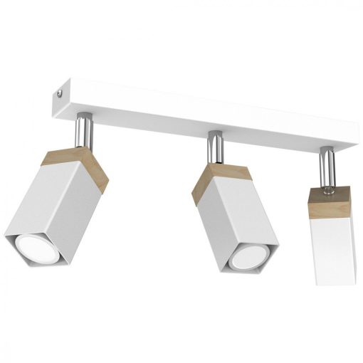 Ceiling  lamp SOLO SAWN WHITE / PATINATED WOOD 3x mini GU10