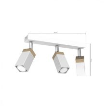 Ceiling  lamp SOLO SAWN WHITE / PATINATED WOOD 3x mini GU10