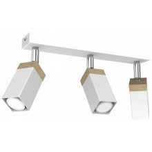 Ceiling  lamp SOLO SAWN WHITE / PATINATED WOOD 3x mini GU10