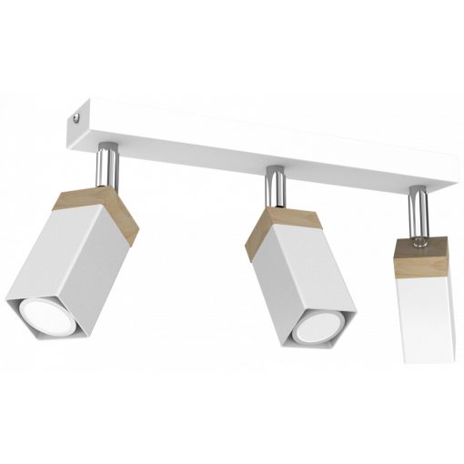 Ceiling  lamp SOLO SAWN WHITE / PATINATED WOOD 3x mini GU10