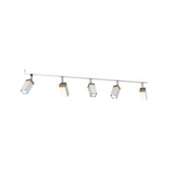 Ceiling  lamp SOLO SAWN WHITE / PATINATED WOOD 5x mini GU10