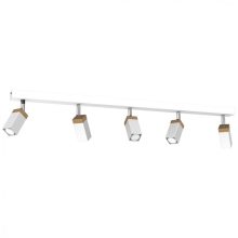 Ceiling  lamp SOLO SAWN WHITE / PATINATED WOOD 5x mini GU10