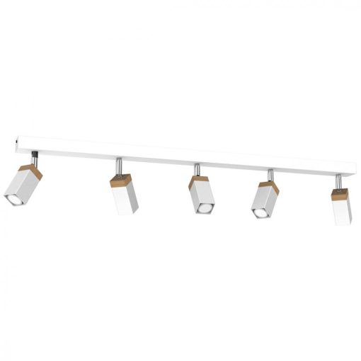 Ceiling  lamp SOLO SAWN WHITE / PATINATED WOOD 5x mini GU10