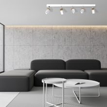 Ceiling  lamp SOLO SAWN WHITE / PATINATED WOOD 5x mini GU10
