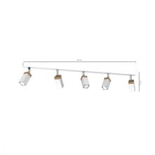 Ceiling  lamp SOLO SAWN WHITE / PATINATED WOOD 5x mini GU10