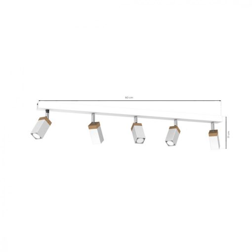 Ceiling  lamp SOLO SAWN WHITE / PATINATED WOOD 5x mini GU10