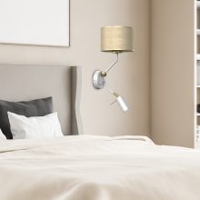 Wall lamp MARSHALL WHITE / RATTAN 1xE27 + 1x mini GU10
