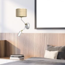 Wall lamp MARSHALL WHITE / RATTAN 1xE27 + 1x mini GU10