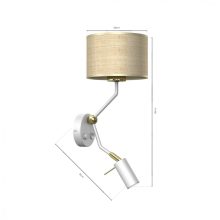 Wall lamp MARSHALL WHITE / RATTAN 1xE27 + 1x mini GU10