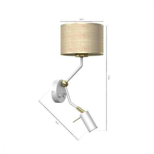 Wall lamp MARSHALL WHITE / RATTAN 1xE27 + 1x mini GU10