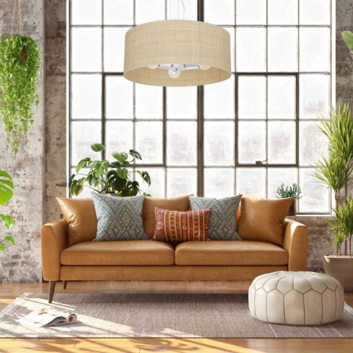 Pendant lamp MARSHALL WHITE / RATTAN 3xE27