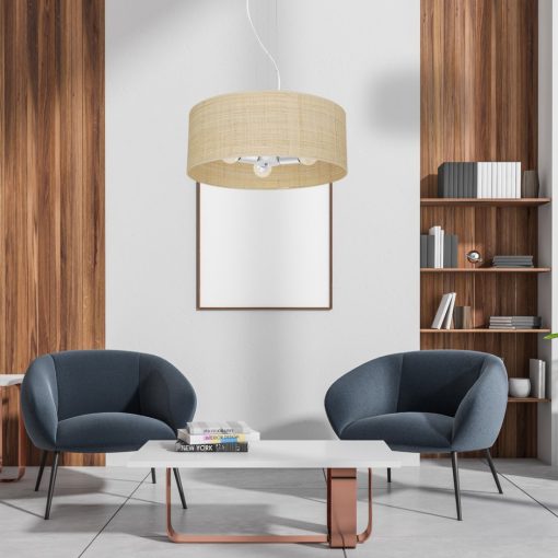 Pendant lamp MARSHALL WHITE / RATTAN 3xE27