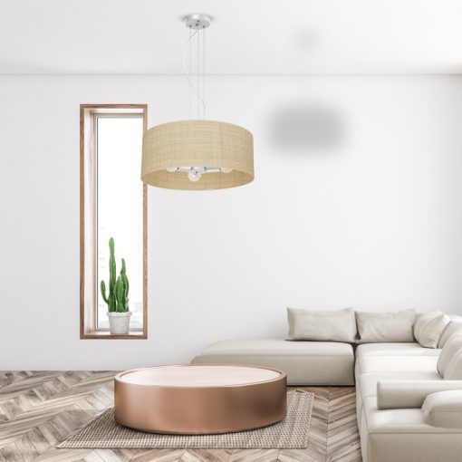 Pendant lamp MARSHALL WHITE / RATTAN 3xE27