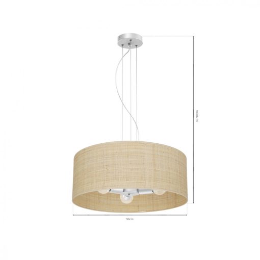 Pendant lamp MARSHALL WHITE / RATTAN 3xE27