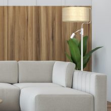 Floor lamp MARSHALL WHITE / RATTAN 1xE27 + 1x mini GU10