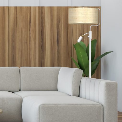 Floor lamp MARSHALL WHITE / RATTAN 1xE27 + 1x mini GU10