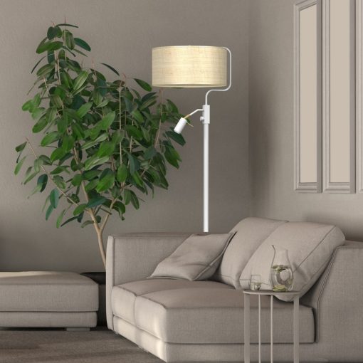 Floor lamp MARSHALL WHITE / RATTAN 1xE27 + 1x mini GU10