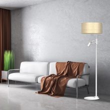 Floor lamp MARSHALL WHITE / RATTAN 1xE27 + 1x mini GU10
