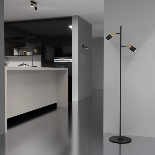 Floor lamp JOKER BLACK/GOLD 2xGU10