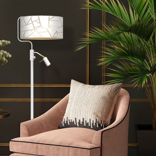 Floor lamp ZIGGY WHITE White/Gold 1xE27 +        1x mini GU10