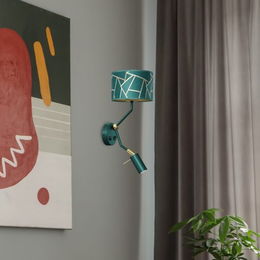 Wall lamp ZIGGY GREEN Gold/Bottle green  1xE27+1x mini GU10