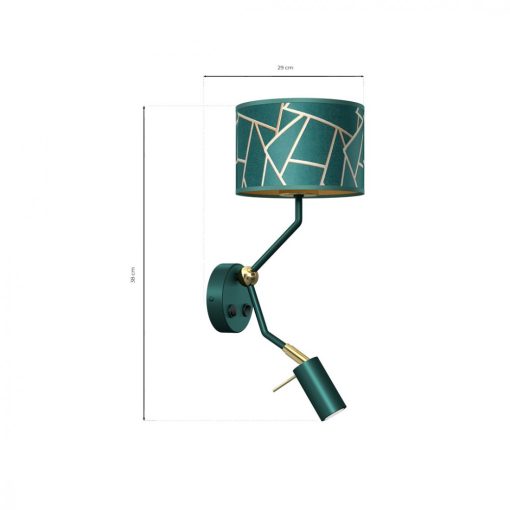 Wall lamp ZIGGY GREEN Gold/Bottle green  1xE27+1x mini GU10