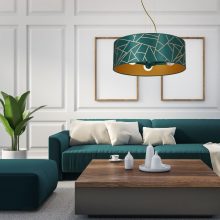 Pendant lamp ZIGGY WHITE Gold/Bottle green  3xE27