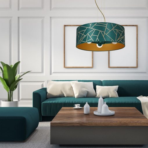 Pendant lamp ZIGGY WHITE Gold/Bottle green  3xE27