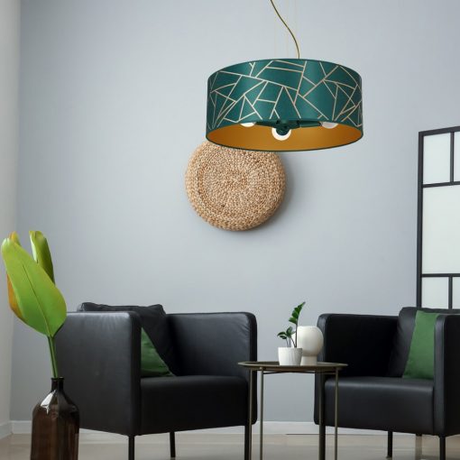 Pendant lamp ZIGGY WHITE Gold/Bottle green  3xE27