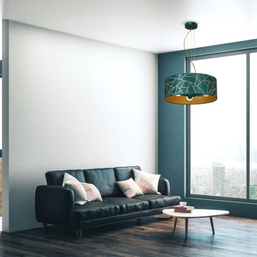 Pendant lamp ZIGGY WHITE Gold/Bottle green  3xE27