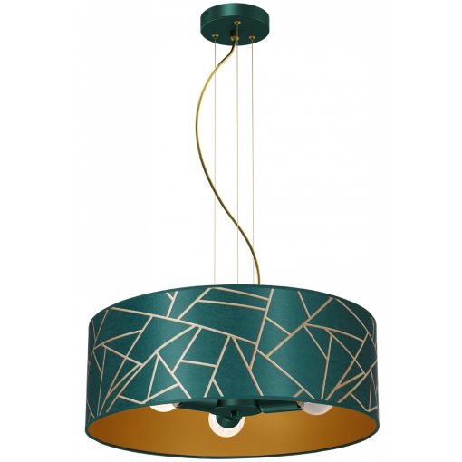 Pendant lamp ZIGGY WHITE Gold/Bottle green  3xE27