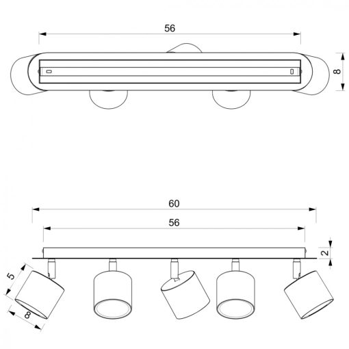 Ceiling  lamp DIXIE BLACK 5xGX53