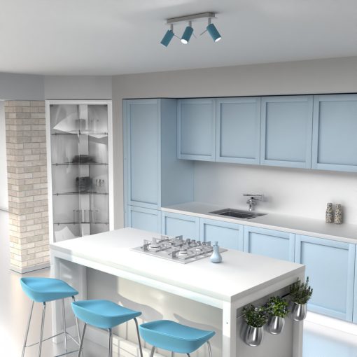 Ceiling  lamp PRESTON BLUE/WHITE 3x mini GU10