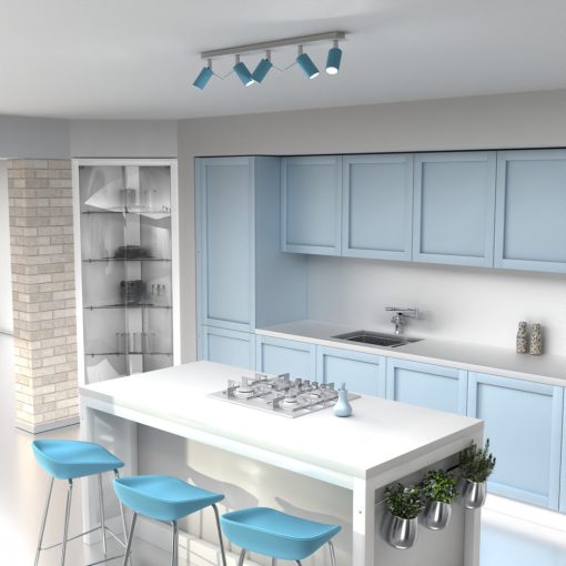 Ceiling  lamp PRESTON BLUE/WHITE 5x mini GU10