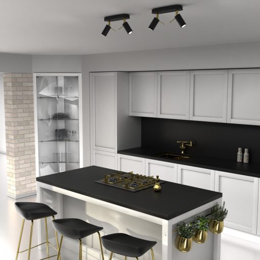 Ceiling  lamp PRESTON GOLD/BLACK 2x mini GU10